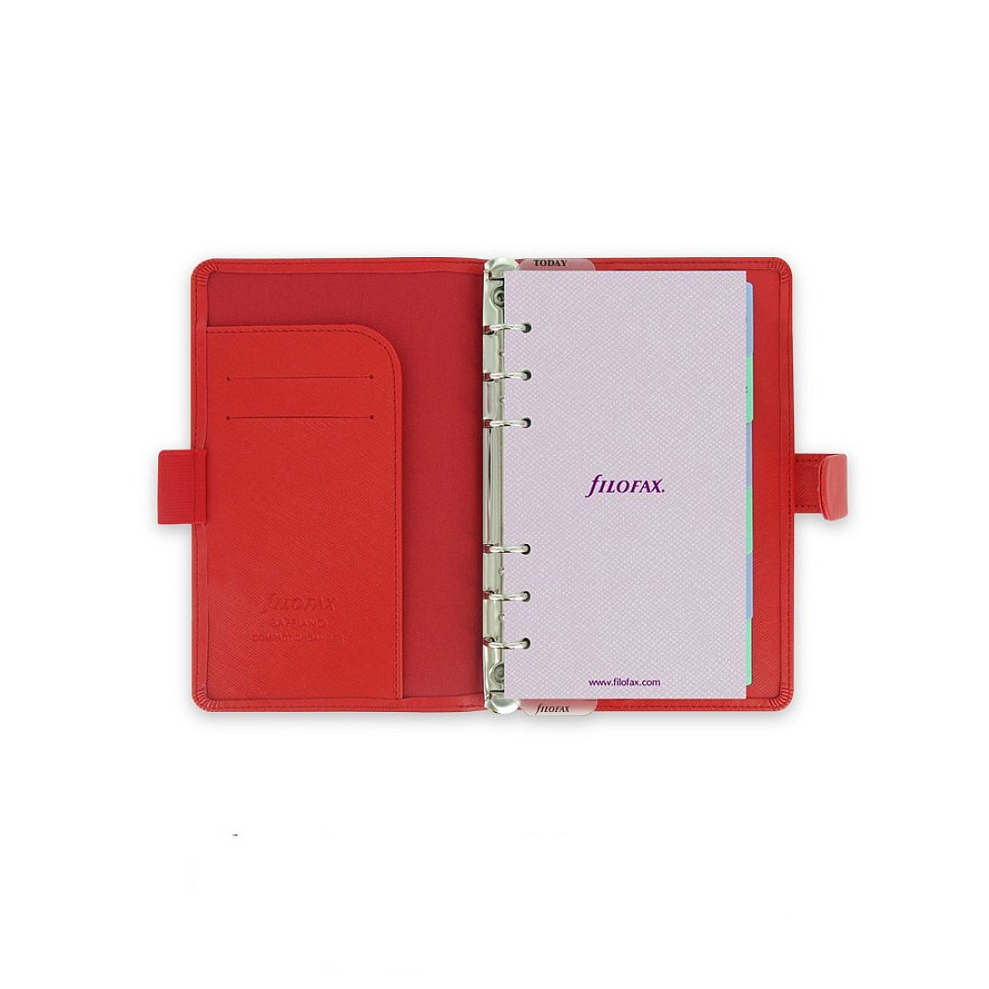 Filofax Saffiano Personal Organiser Red Leather-Look Textured Cover With Diary